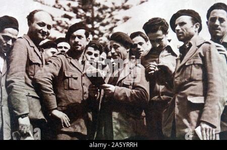 Mitglieder (freiwillige) der Internationalen Brigaden in Albacete, Spanien ausgebildet werden, während des Spanischen Bürgerkriegs. ca. 1938