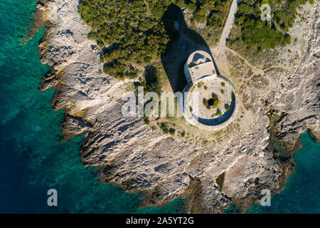 Luftaufnahme der Festung Arza Lustica Halbinsel. Stockfoto