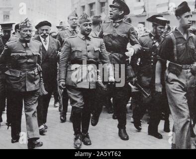 1936-Foto von Francisco Franco 1892-1975. Nationalistische Führer von Spanien 1936-1975 Besuch der Stadt Burgos Stockfoto