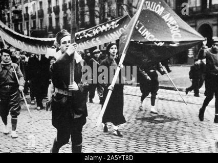 Das amerikanische Lincoln Bataillon der internationalen Brigaden im spanischen Bürgerkrieg 1937 Stockfoto