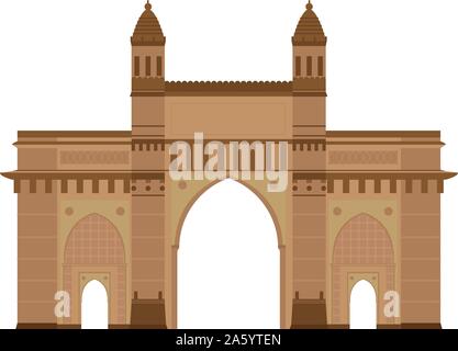 Gate of India, Mumbai (Bombay). Auf weissem Hintergrund Vektor-illustration isoliert. Stock Vektor