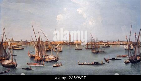 Michele Marieschi (1710-1743), dem Bacino di San Marco, ca. 1739-40 Öl auf Leinwand. Blick geht gegenüber der Isola di San Giorgio in Richtung St.-Markus Kathedrale und der Dogenpalast (in der Mitte der Komposition). Auf der extremen Linken sehen die Kuppelkirche Santa Maria della Salute. Stockfoto