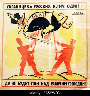 Russland, Sowjet, kommunistische Propaganda-Plakat, proletarische Einheit der Völker. Von Majakowski. 1920 Stockfoto