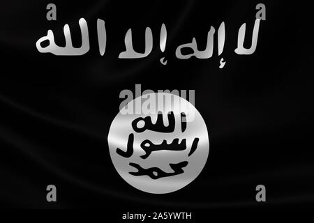 Flagge des islamischen Staates im Irak und der Levante, ein Salafi Jihadi militante Gruppe von Extremisten und selbsternannten Kalifats und islamischen Staat, der aus dem Irak und Syrien von sunnitischen Araber geführt wird. Datierte 2015 Stockfoto