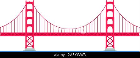 Golden Gate Bridge, San Francisco, USA. Auf weissem Hintergrund Vektor-illustration isoliert. Stock Vektor