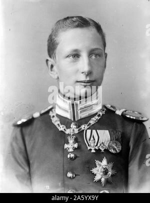 Fotografisches Porträt von Prinz Joachim von Preußen (1890-1920) Prinz Joachim Franz Humbert von Preußen war der jüngste Sohn von Wilhelm II., deutscher Kaiser, von seiner ersten Frau Augusta Victoria von Schleswig-Holstein. Datiert 1916 Stockfoto