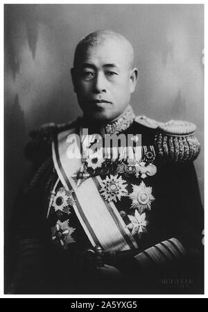 Fotografieren von japanischen Marschall Admiral Isoroku Yamamoto (1884-1943) und der Oberbefehlshaber der kombinierten Flotte während des zweiten Weltkriegs. Vom 1942 Stockfoto