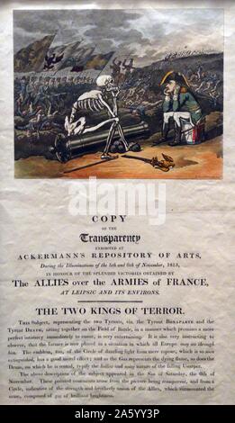 Handkolorierten Radierung mit dem Titel "Die zwei Könige des Schreckens" von Thomas Rowlandson (1757-1827), britischer Maler und Karikaturist. Datierte 1813 Stockfoto