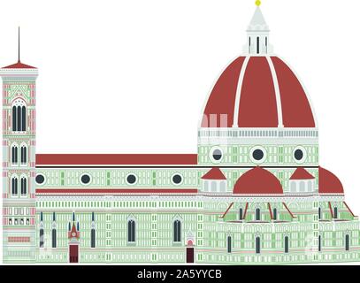 Santa Maria del Fiore, Florenz, Italien. Auf weissem Hintergrund Vektor-illustration isoliert. Stock Vektor