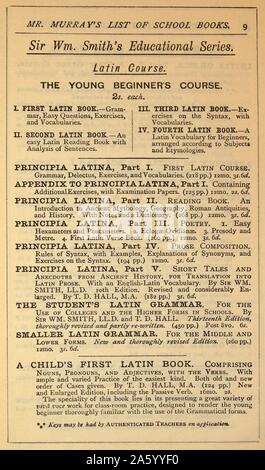 Anzeige für Schulbücher im lateinischen 1900 Stockfoto