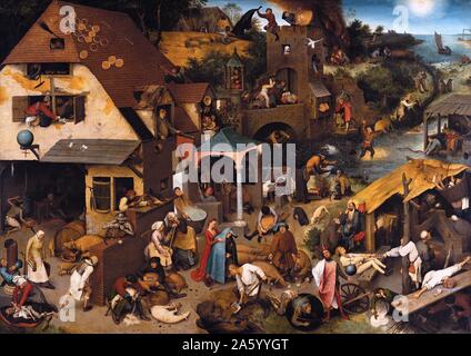 Niederländischen Sprichwörter von Pieter Bruegel der ältere (1525-1569), 1559. Manchmal auch als "Bauern-Bruegel", ist er bekannt für seine Landschaften und bäuerliche Szenen. Stockfoto