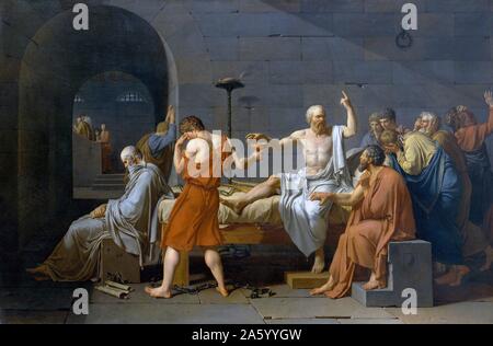 Der Tod des Sokrates von Jacques-Louis David (1748-1825), 1787. Öl auf Leinwand. Stockfoto