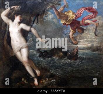 Gemälde mit dem Titel "Perseus und Andromeda" von Tizian (gest. 1576) italienischer Maler und Mitglied der venezianischen Schule. Datiert aus dem 16. Jahrhundert Stockfoto