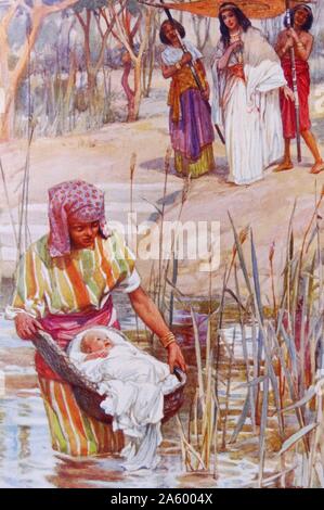 Gemälde, die Entdeckung des Kindes Moses Stockfoto
