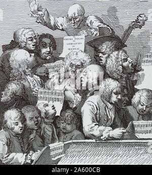 Der Chor 1732, von William Hogarth (1697-1764). Englischer Maler, Grafiker, bildhafte Satiriker. Stockfoto