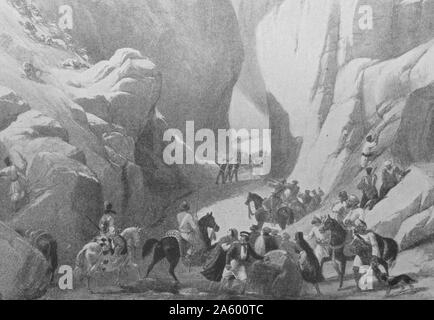 Die Menschen in den Bergen: zeigt den Einfluss der Umwelt Charakter von Alexander Johnston (1815-1891), einen schottischen Maler, Genre und Geschichte Gemälde bekannt. Vom 19. Jahrhundert Stockfoto