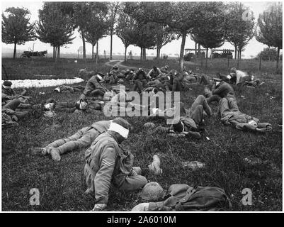 Erster Weltkrieg: australische Soldaten als Opfer nach einem deutschen gas-Angriff in Frankreich 1918 Stockfoto