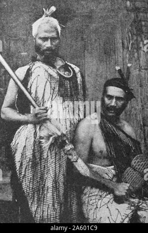 Zwei Maori Häuptlinge, New Zealand 1880 Stockfoto