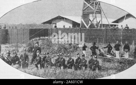 Holländische Festung aus der Kolonialzeit mit Soldaten in Niederländisch-Indien (Indonesien) 1890-1900 Stockfoto