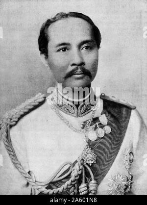 König Chulalongkorn Rama V (1853 – 1910) fünften Herrscher von Siam (Thailand) bzw. Foto des Königs mit seinen Söhnen im Vereinigten Königreich im Jahr 1897 Stockfoto