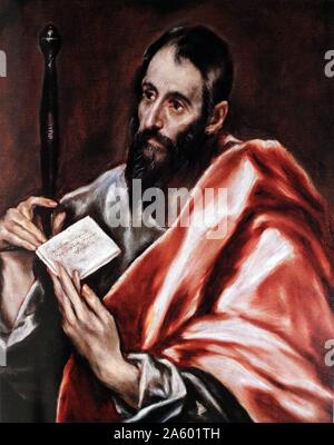 Domenikos Theotokopoulos ist bekannt als El Greco-Gemälde von Paul dem Apostel, einem Apostel, der das Evangelium Christi der Welt des ersten Jahrhunderts beibrachte. 1598-1600 Saint Louis, Missouri, Vereinigte Staaten Stockfoto