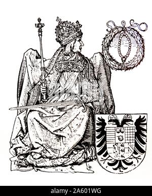 Holzschnitt von Frederick II, Heiliger römischer Kaiser von Hans Burgkmair der ältere (1473-1531) ein deutscher Maler und Holzschnitt Grafiker Stockfoto