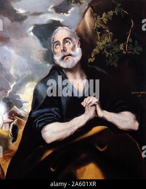 Die Tränen von St. Peter, 1580-1589 von El Greco (Doménikos Theotokópoulos) (1541-1614); Öl auf Leinwand Stockfoto