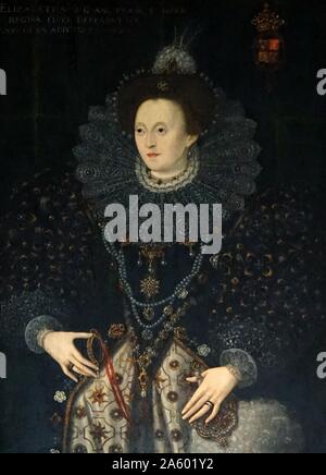 Porträt von Königin Elizabeth i. von England 1558-1603 regierte. 16. Jahrhundert, unbekannter Künstler. Charlecote Haus; Warwickshire, England Stockfoto