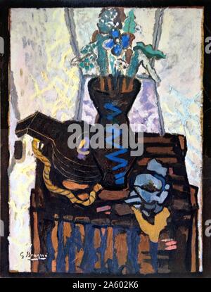 Stillleben mit Blumen in einer Vase 1948 von Georges Braque (1882-1963). Französischer Maler des 20. Jahrhunderts, Collagen, Zeichner, Grafiker und Bildhauer. Stockfoto