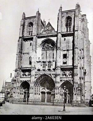 Fotodruck von der Kathedrale von Nantes, eine gotische römisch-katholische Kathedrale in der Stadt Nantes, Pays De La Loire, Frankreich. Vom 19. Jahrhundert Stockfoto