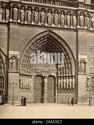 Fotodruck von der Kathedrale Notre-Dame, eine historische katholische Kathedrale auf der östlichen Hälfte des Île De La Cité im vierten Arrondissement von Paris. Vom 19. Jahrhundert Stockfoto