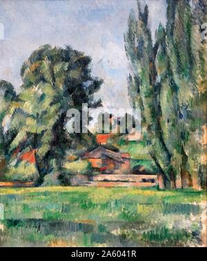 Gemälde mit dem Titel "Landschaft mit Pappeln" von Paul Cézanne, (1839-1906), ein französischer Künstler und post-impressionistischen Maler. Vom 19. Jahrhundert Stockfoto