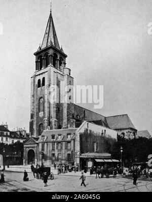 Fotoabzug der Abtei von Saint-Germain-des-Prés, die Grabstätte des merowingischen Könige von Neustrien. Vom 19. Jahrhundert Stockfoto