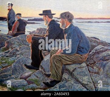 Bild mit dem Titel "auf dem Berg" des schwedischen Künstlers Carl Wilhelmson (1866 – 1928). Vom 20. Jahrhundert Stockfoto