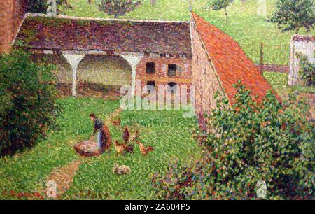 Blick aus meinem Fenster, Eragny-sur-Epte, von Camille Pissarro (1830-1903), Öl auf Leinwand. Signiert und datiert C. Pissarro, 1888. Stockfoto