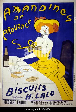 Gwenans de Provence - Kekse H. Lalo. Ein Poster von der Pariser Ausstellung Werbung Französisch Essen und zeigen eine Frau essen Mandelgebäck. Stockfoto