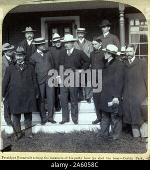 Präsident Theodore Roosevelt, mit seiner Jagdgesellschaft bei Corbin Park, New Hampshire. 1902 Stockfoto