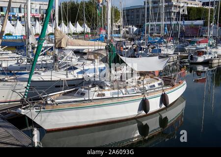 Frankreich, Bretagne, Morbihan, Guidel, Hafen während des Festival Interceltique de Lorient Stockfoto