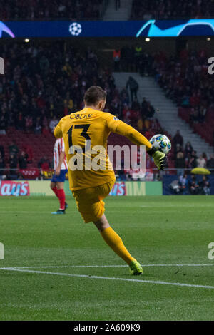 Madrid, Spanien. 22 Okt, 2019. Atletico Madrid, oblak, Bayer Leverkusen, Champions League, championsAtlético de Madrid gewann durch 1 bis 0 über Bayer Leverkusen, whit Ziel von Alvaro Morata in der dritten Sitzung der Champions League Gruppe D (Foto von Jorge Gonzalez/Pacific Press) Quelle: Pacific Press Agency/Alamy leben Nachrichten Stockfoto