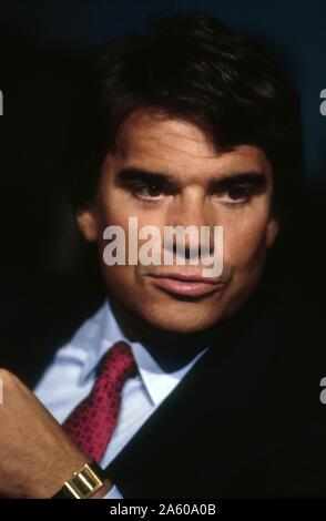 Portrait des französischen Geschäftsmann und Politiker Bernard Tapie circa 1988. Stockfoto