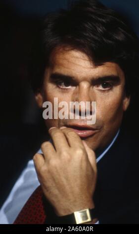 Portrait des französischen Geschäftsmann und Politiker Bernard Tapie circa 1988. Stockfoto