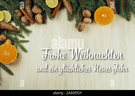 Frohe Weihnachten und ein gluckliches Neues Jahr, weihnachten Postkarte Stockfoto