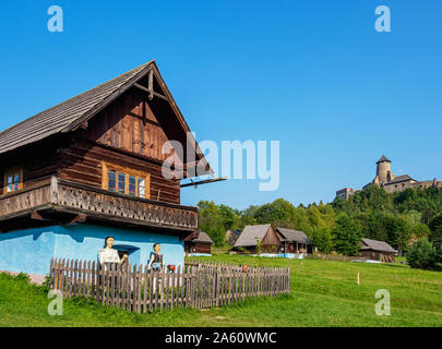 Hütten im Freilichtmuseum in Stara Lubovna, Presov Region, Slowakei, Europa Stockfoto