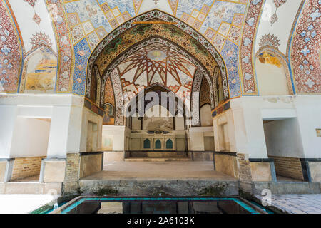 Fin Garten, Kushak Pavillon, Detail der Decke, UNESCO-Weltkulturerbe, Kashan, Isfahan Provinz, Islamische Republik Iran, Naher Osten Stockfoto