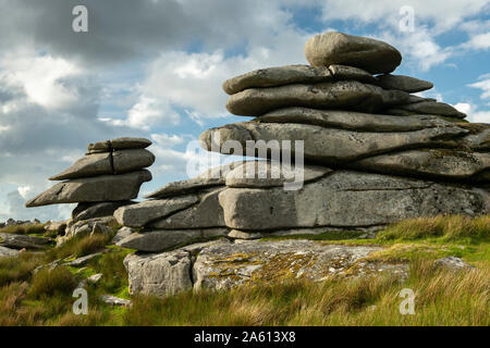 Granit Aufschlüsse über Stowes Hügel in Bodmin Moor, Schergen, Cornwall, England, Vereinigtes Königreich, Europa Stockfoto