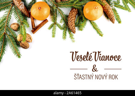 Vesele Vianoce a stastny Novy Rok, weihnachten Postkarte Stockfoto