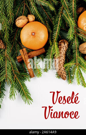 Vesele Vianoce, weihnachten Postkarte Stockfoto