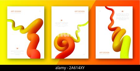 Trendy abstrakte Hintergründe. Futuristisches Design Flyer mit gelb-orange gradient Formen. Eingestellt von Plakaten mit fließenden Formen. Moderne-set Stock Vektor