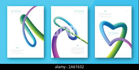 Kreative bunte Cover eingestellt. Trendy abstrakt Design Flyer mit Flüssigkeit mehrfarbigen Farbverlauf formen. Abstrakt geschwungene Formen Stock Vektor