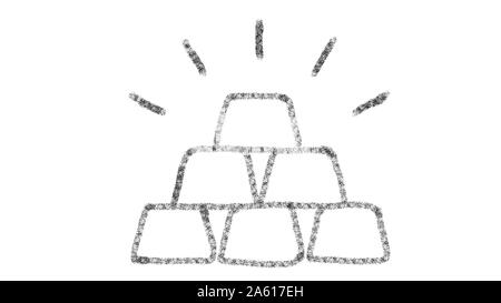 Symbol, Ingots mit Zeichnung Stil auf der Tafel gezeichnet, animierte Material ideal für Compositing und motiongrafics Stockfoto